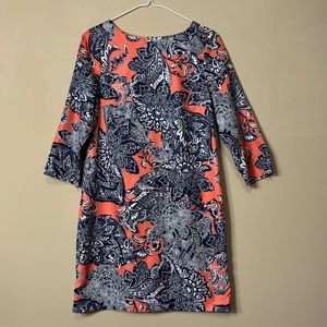 Limited Size XS Coral and Navy Floral Dress